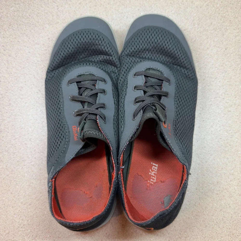 OluKai Moku Pae Men's Dark Gray Mesh Lace Up Water Shoes Sneakers US 10 EUR‎ 43